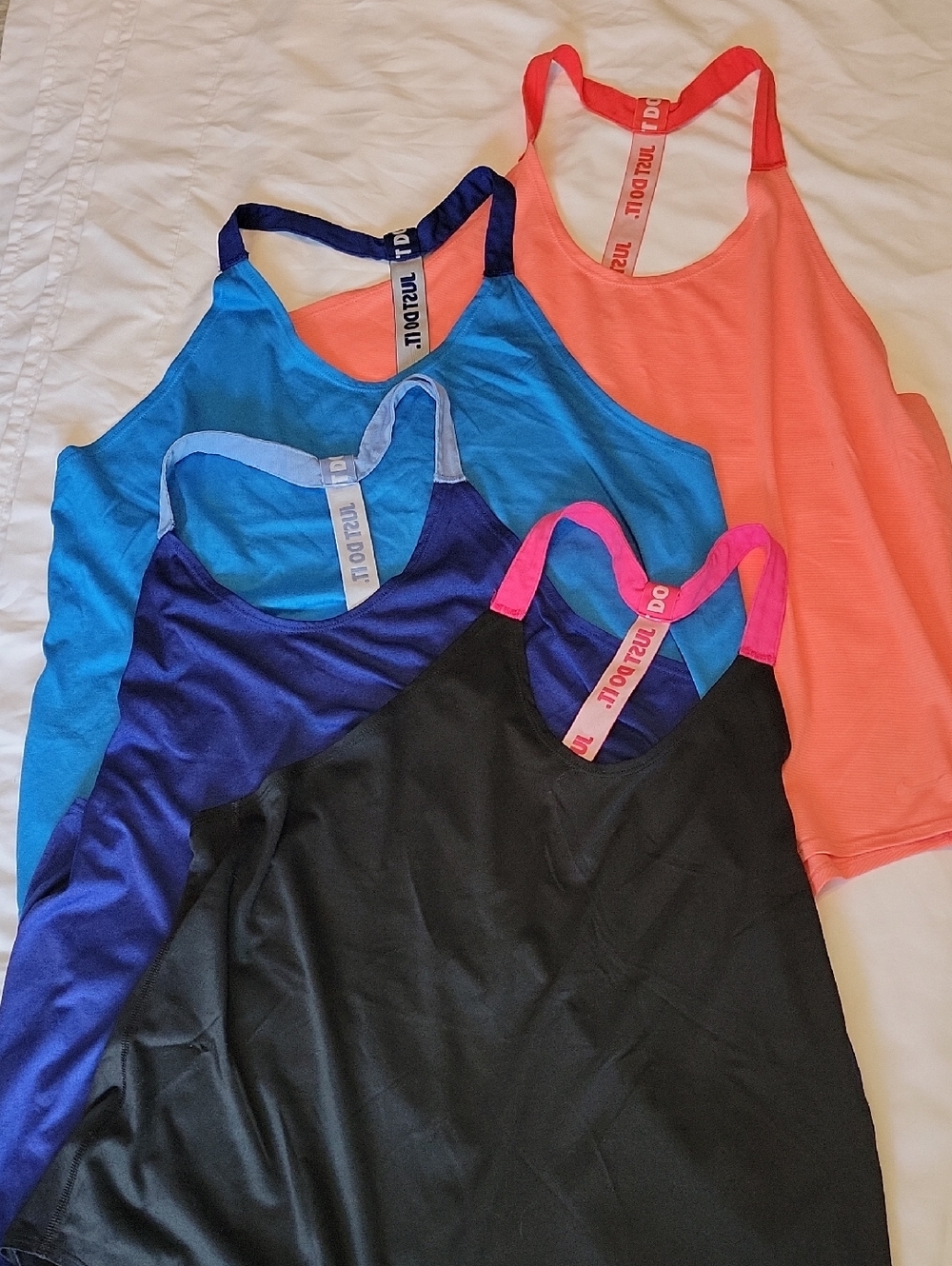 Mixed Color Racerback Tank Tops - Pink, Coral, Blue, Black